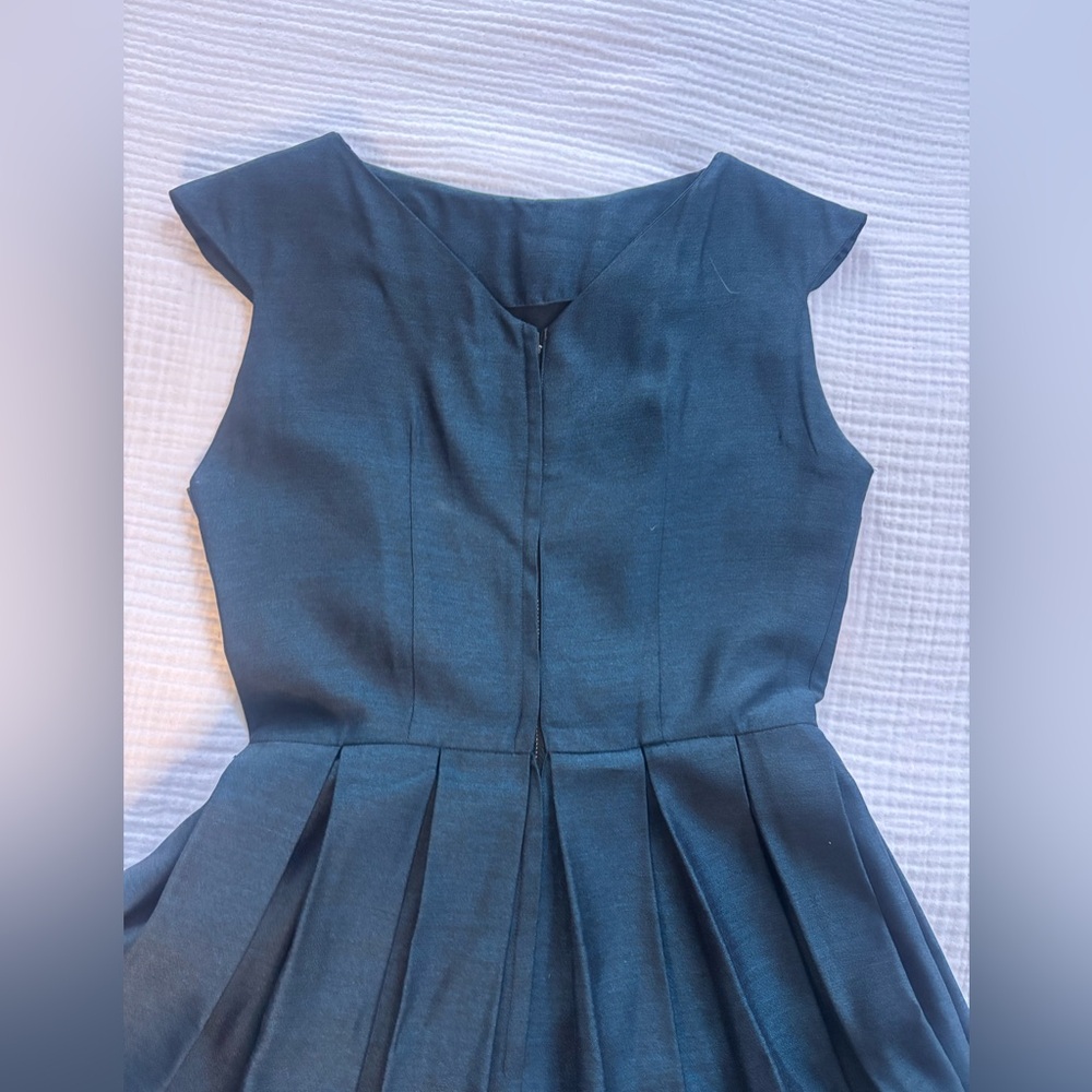 VINTAGE 50s navy blue pleated party dress - Picture 6 of 11